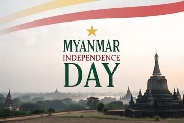 Myanmar Independence Day Clean Typography Poster
