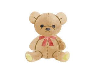 くまのぬいぐるみ-水彩