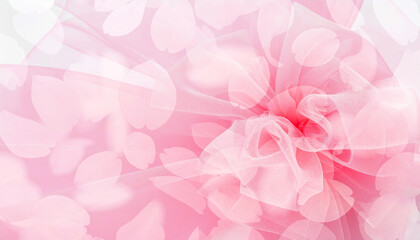 ピンクの花びらとリボンの合成