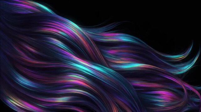 Vibrant Rainbow Waves on Black Background.