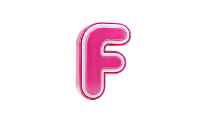 3D Pink Letter F with White Outline