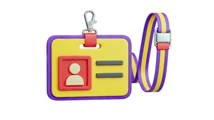 3D Render of a Stylized ID Badge with Lanyard