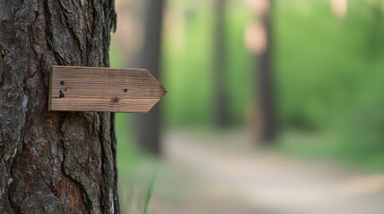 directional. A rustic wooden directional signpost located near a forest path in a natural outdoor setting. travel magazines, destination branding, designed for outdoor magazines and nature guides.
