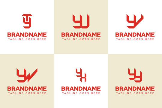 Letters YT YU YV YW YX YY Logo Monogram Set, for TY UY VY WY XY YY initials