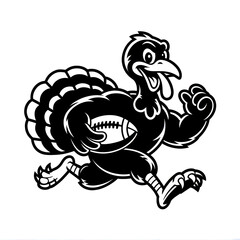 Naklejka premium Turkey Football Mascot Cartoon Character Vector: Cute and Sporty Animal Illustration for Thanksgiving and Sports Events