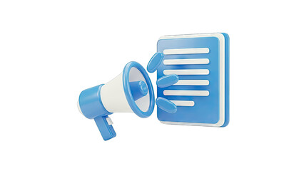 3D Illustration of Megaphone and Document