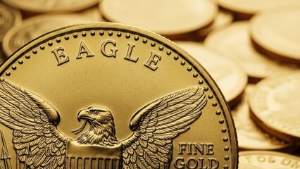 Macro close up of fine gold american eagle coin showcasing craftsmanship and investment allure