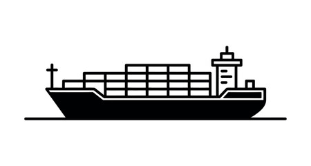 Obraz premium A cargo ship loaded with containers travels across the water.