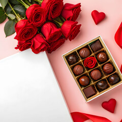 valentine theme with rose and chocolate