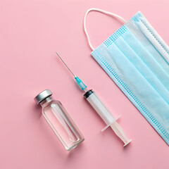 syringe with medicine from glass bottle a