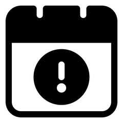 Calendar exclamation icon for alert, deadline and reminder