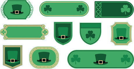 St patrick's day decorative labels and tags with shamrocks and top hats