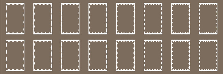 Wavy frame border set.  Cloudy wave curve edge frame vector set wavy edge frames. Wavy Scalloped Rectangular and Oval Frames Collection .