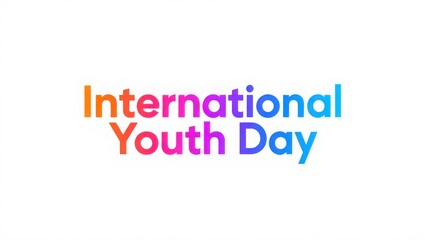 International youth day logo with colorful gradient text on white background