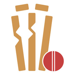 Simple Cricket Broken Stumps Icon Vector Design for Sports Branding