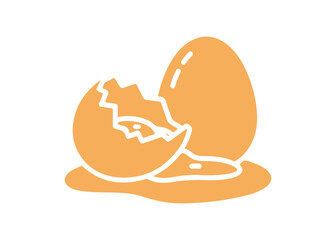 Glyph icon of egg white. Cracked shell showing albumen. A protein source. Natural moisturizer. Dermatology with organic elements. Isolated vector illustration.