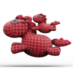 Horse Plush Cute and Funny Toy. 3D Illustration. File with Clipping Path.