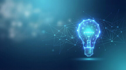 Strategic Business Planning, a Conceptual Digital Light Bulb Illuminating Growth and Financial Data