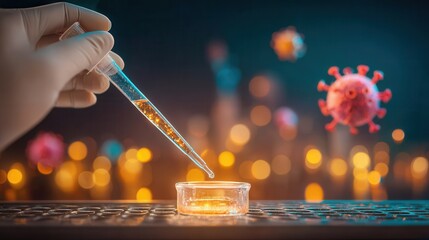 Scientist working on virus research in laboratory setting