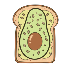 Hand Drawn Flat Vector Avocado Toast Illustration