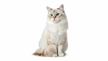 Obraz premium Cute Fluffy Cat Sitting — High-Resolution Isolated Photography