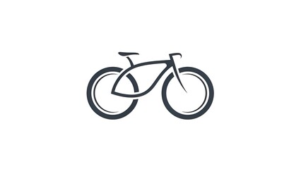 Fototapeta premium Isolated black line art bicycle on a white background, simple outline of a two-wheeled vehicle, transportation icon, cycling symbol