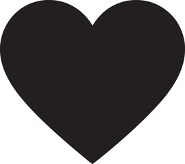 Solid black heart shape on a white background love symbol