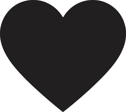 Solid black heart shape on a white background love symbol