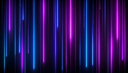 Abstract background of vertical neon light streaks in vibrant blue and purple hues, creating a dynamic and futuristic visual effect