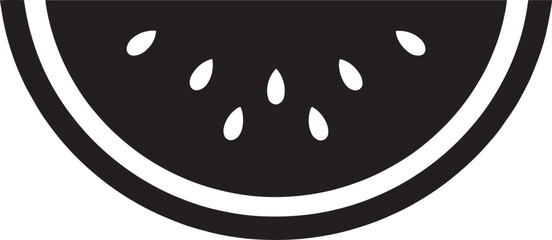 Flat Watermelon Slice Vector Silhouette Icon &ndash; Minimal Black Fruit on White Background
