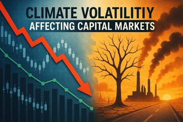 Climate volatility affecting capital markets, stock trends, economic crash, industry pollution.