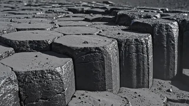 Unique Hexagonal Basalt Columns Formed by Volcanic Activity.