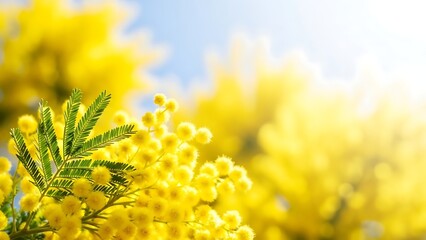 Vibrant Yellow Mimosa Flowers in Bloom