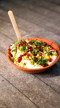 Indian Chaat Dahi Bhalle with Curd and Sweet Sauce tikki aalu tikki