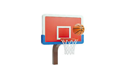 3D Rendering of a Basketball Hoop with Ball