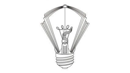 Creative idea light bulb with paper sheets inside, symbolizing innovation and inspiration for business, education, and problem solving