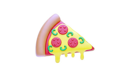 3D Slice of Pizza with Pepperoni and Green Peppers