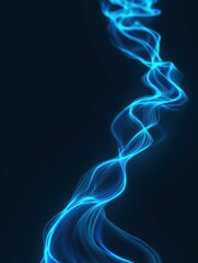 Fototapeta premium Abstract Blue Light Swirl Energy Flowing Upwards Against Dark Background