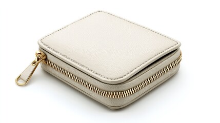 Minimalist Beige Zipper Wallet for Travel and Everyday Use