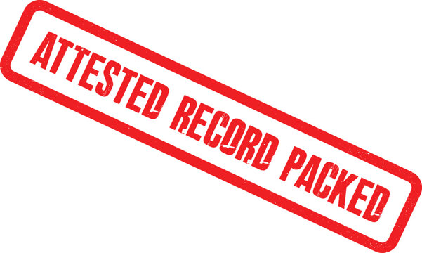 A close-up shot of an attested record packed document stamp indoors.