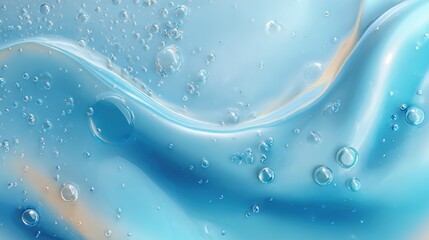 Abstract Turquoise Water Waves with Air Bubbles Background