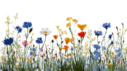 Colorful Wildflower Meadow with Poppies and Daisies