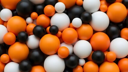 A vibrant assortment of orange white and black spherical objects