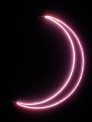 Abstract Glowing Pink Crescent Moon Shape With Star Dust Effect On Black Background