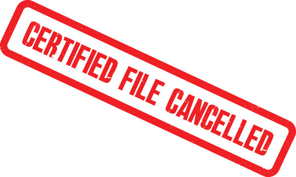 A red stamp marks a document as officially cancelled on a white background
