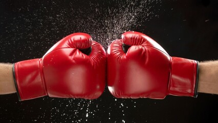 Dramatic Boxing Gloves Collision with Sweat Splash