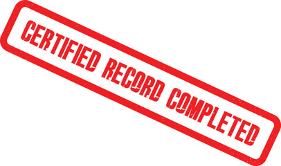A red stamp reads certified record completed on a white background