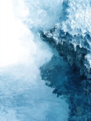 Abstract Splash of Deep Blue and White Colors Suggesting Water Movement and Energy