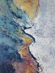 Abstract Texture with Blue Yellow and Red Tones and White Speckled Background