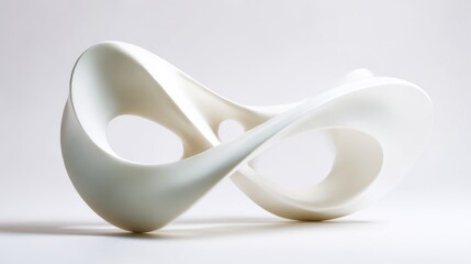Abstract White Sculpture With Smooth Curves And Openings On A White Background